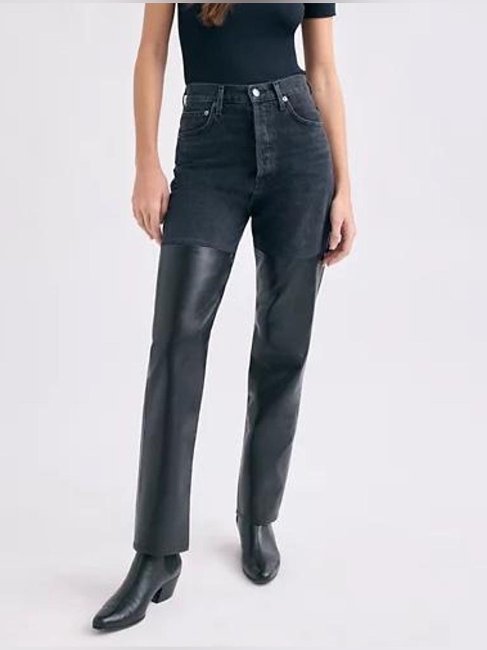 Abercrombie & Fitch 90s Straight Curve Love Vegan Leather Jeans 27 Black